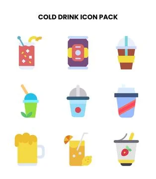 Cold Drink Flat UI Icons Pack 스톡 일러스트