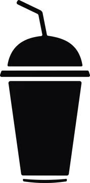 Cold drink glass in flat style. Disposable plastic coffee or tea cup with s.. Stock Illustration