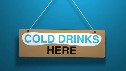 Cold Drink Here Hanging Sign 3D Animation Stock Footage 246275166
