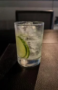 Cold Drink with Lemon Slice Stock Photos