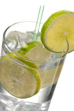 Cold drink with lime Stock Photos