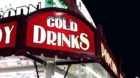 Cold drink sign at carnival stand Stock-Footage 5504199