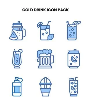 Cold Drink Two Colour Design Icons Pack Stock Illustration