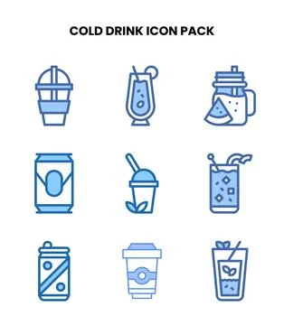 Cold Drink Two Colour Design Icons Pack Stock Illustration