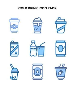 Cold Drink Two Colour Graphics Icons Pack Stock Illustration