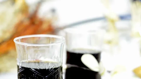 Cold drink wine glass background Stock Footage 38386293