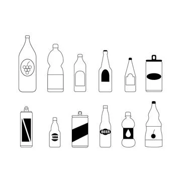 Cold drinks icons set. Outline set of cold soda vector icons Stock Illustration