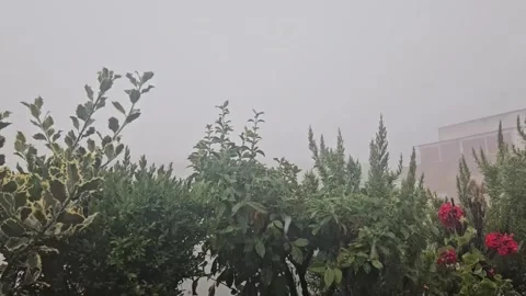 A cold drop causes rain and hail in Madrid, Madrid, ES - 25 Jun 2024 库存影片 278124082