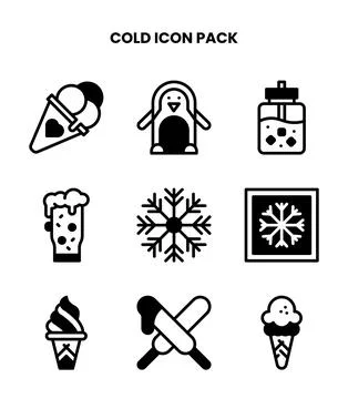 Cold DuoTone Collection Icons Pack Stock Illustration