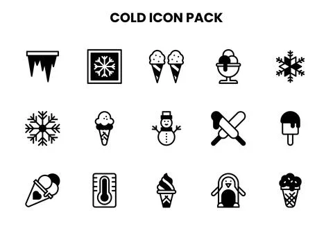 Cold DuoTone Collection Icons Pack Stock Illustration