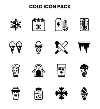 Cold DuoTone Icons Pack Stock Illustration