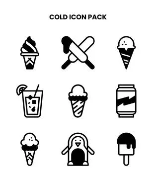 Cold DuoTone Set Icons Pack Stock Illustration