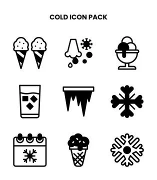 Cold DuoTone Set Icons Pack Stock Illustration