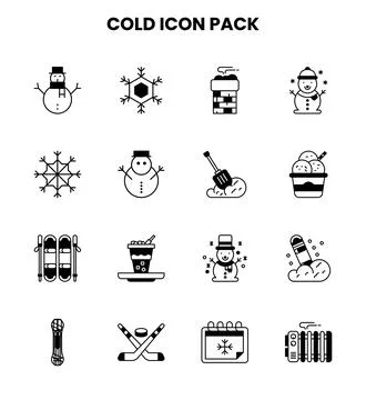 Cold DuoTone Vector Icons Pack Stock Illustration