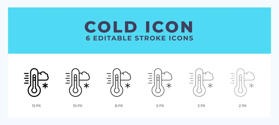 Cold editable line icon. Vector illustration with different stroke. Stock Illustration