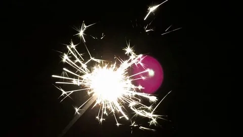 Cold Firework Burning and Sparkling Until Completely Burnt Out Stock Footage 84984021