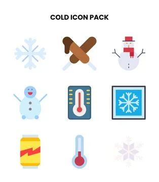 Cold Flat Bundle Icons Pack Stock Illustration