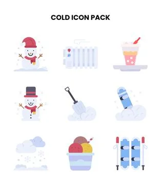 Cold Flat Bundle Icons Pack Stock Illustration