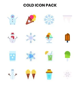 Cold Flat Design Icons Pack Stock Illustration