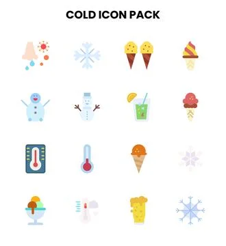 Cold Flat Graphics Icons Pack Stock Illustration