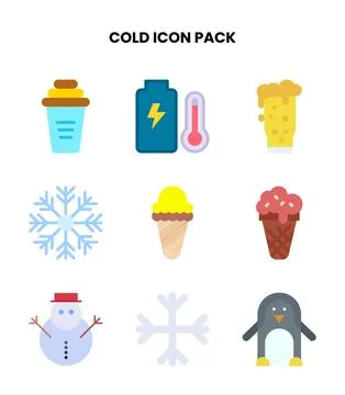 Cold Flat Set Icons Pack Stock Illustration