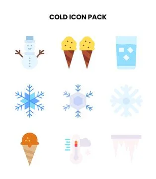 Cold Flat Set Icons Pack Stock Illustration