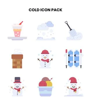 Cold Flat UI Icons Pack Stock Illustration