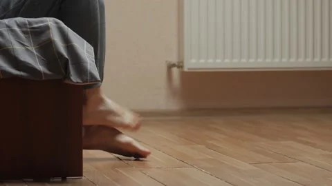 Cold Floor Mans Feet Stock Footage 144909645