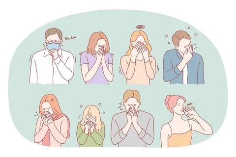 Cold, flu, feeling ill and infection concept 库存插图