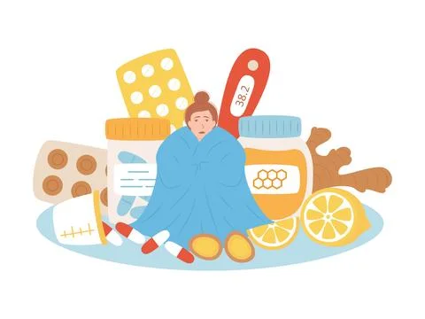 Cold flu treatment concept Stock Illustration