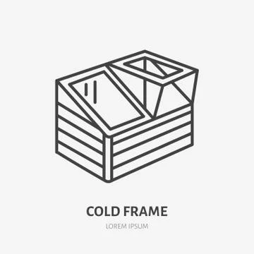 Cold frame flat line icon. Greenhouse sign. Thin linear logo for gardening Stock Illustration