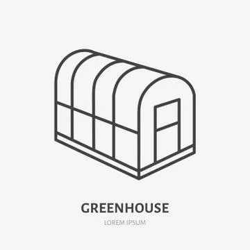 Cold frame flat line icon. Glass greenhouse sign. Thin linear logo for gardening Stock Illustration