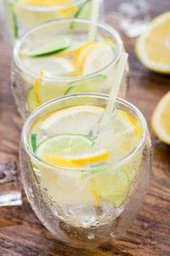 Cold fresh lemonade Stock Photos