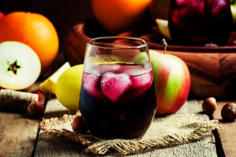 Cold fruit sangria, selective focus Stock Photos