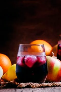 Cold fruit sangria, selective focus Stock Photos
