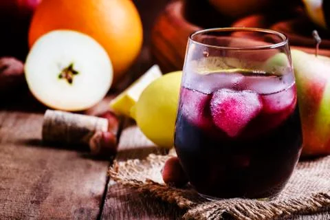 Cold fruit sangria, selective focus Stock Photos