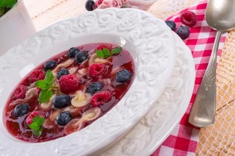 Cold fruit soup Stock Photos