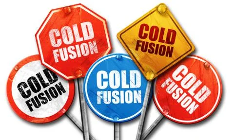 Cold fusion, 3D rendering, street signs Stock Illustration