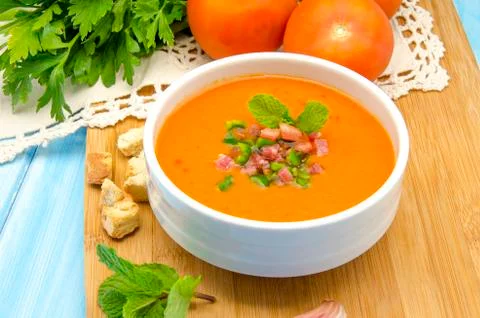 Cold gazpacho soup Stock Photos