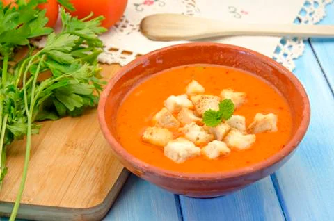 Cold gazpacho soup Stock Photos