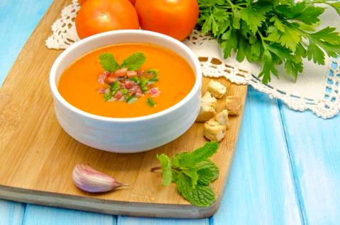 Cold gazpacho soup Stock Photos