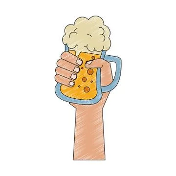 Cold glass beer scribble Stock Illustration