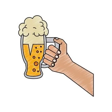 Cold glass beer scribble Stock Illustration