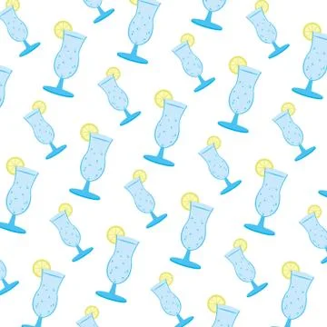 Cold glass beverage with lemon background Stock Illustration