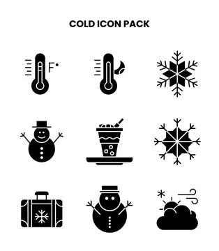 Cold Glyph Design Icons Pack Stock Illustration
