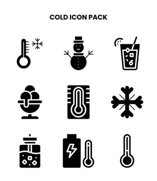Cold Glyph Design Icons Pack 스톡 일러스트