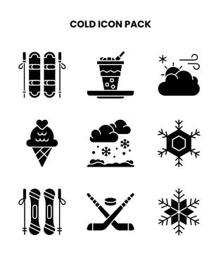 Cold Glyph Icons Pack Stock Illustration
