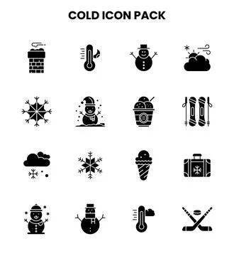 Cold Glyph Scalable Icons Pack 스톡 일러스트