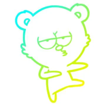 Cold gradient line drawing bored bear cartoon dancing Illustrazione stock