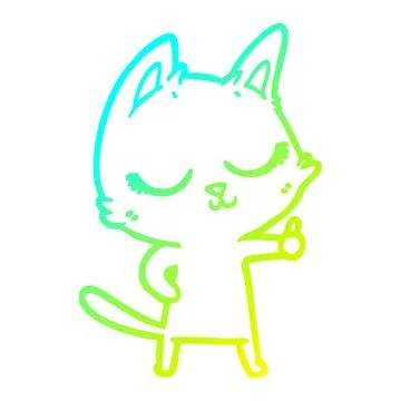 Cold gradient line drawing calm cartoon cat Ilustración de archivo
